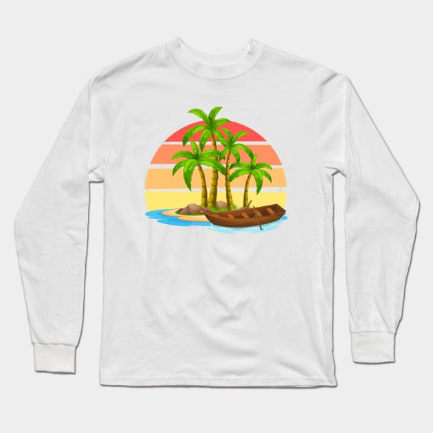 Sail boat ocean beach Long Sleeve T-Shirt by Smuchie